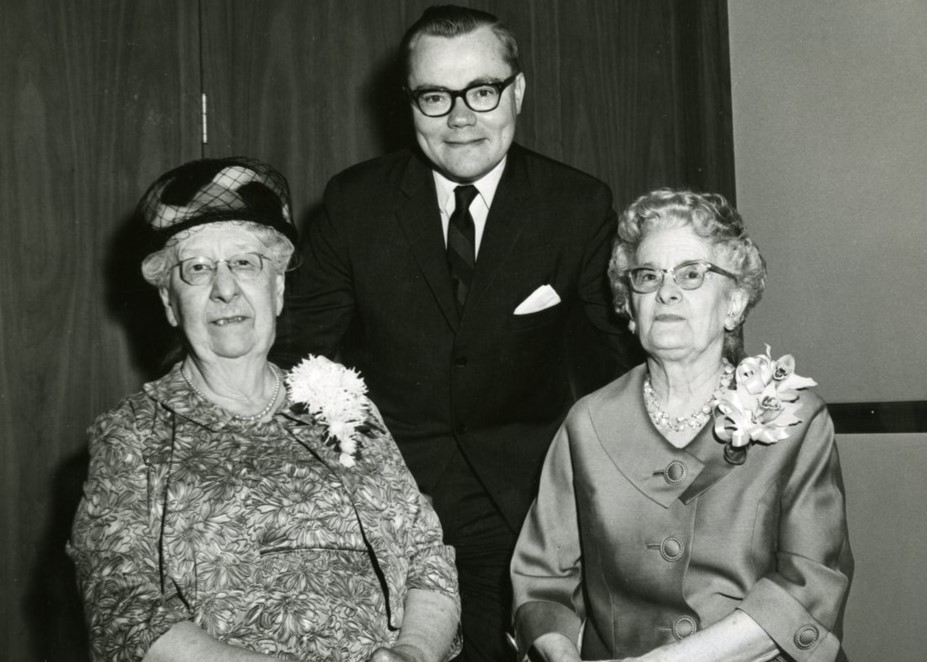 Albert G. Anderson, Jr. (middle) with two former WPI librarians, ca. 1960s